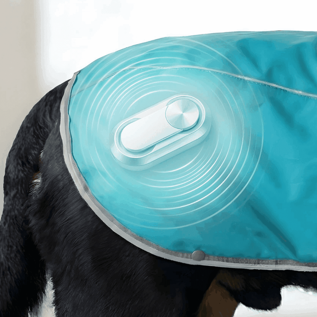 Massagemotor op de rug van de hond